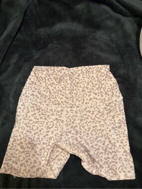 Beige leopard/ cheetah print biker shorts